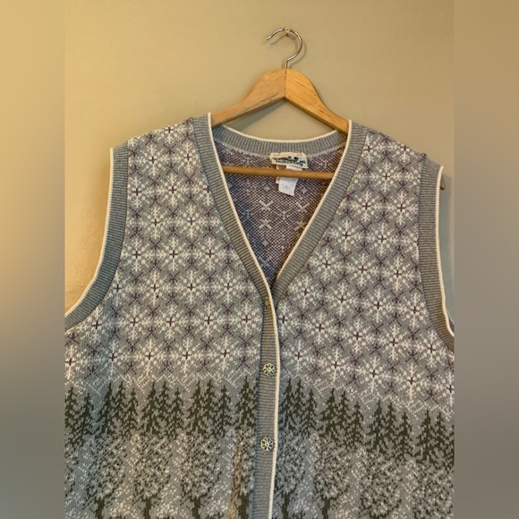 Northern reflections sweater vest vintage winter trees deer - Picture 4 of 7